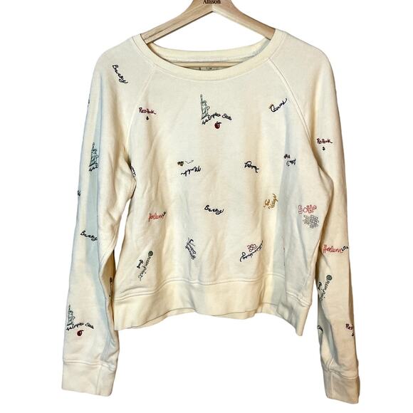 Madewell New York City Embroidered Shrunken Sweatshirt Subway Graffiti SZ Large - Picture 5 of 16